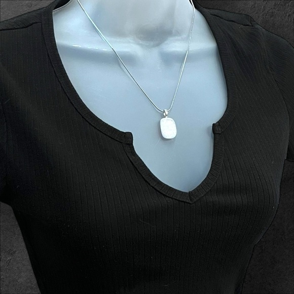 Handmade Glittery Glass Pendant 18” Stainless Steel Necklace - Picture 6 of 15